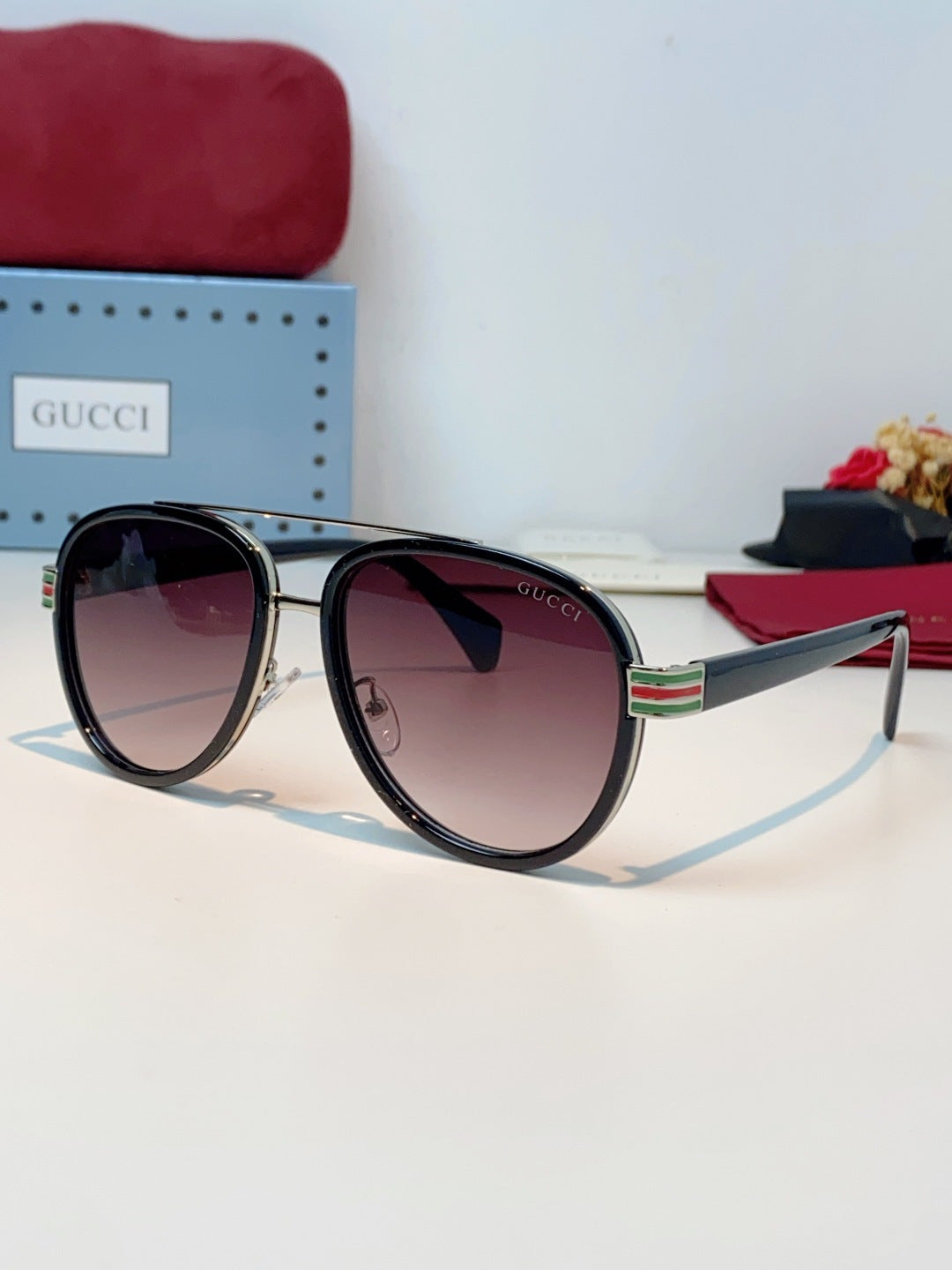 Gucci Aviator Red Lens Sunglasses for Men & Women