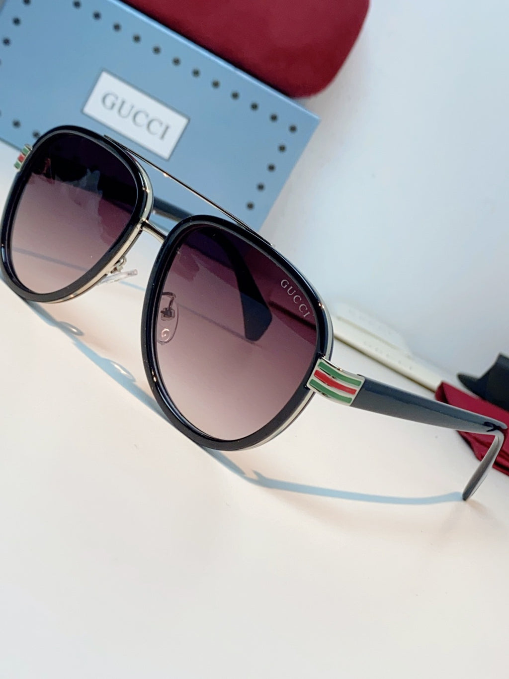 Gucci Aviator Red Lens Sunglasses for Men & Women - detail image 7