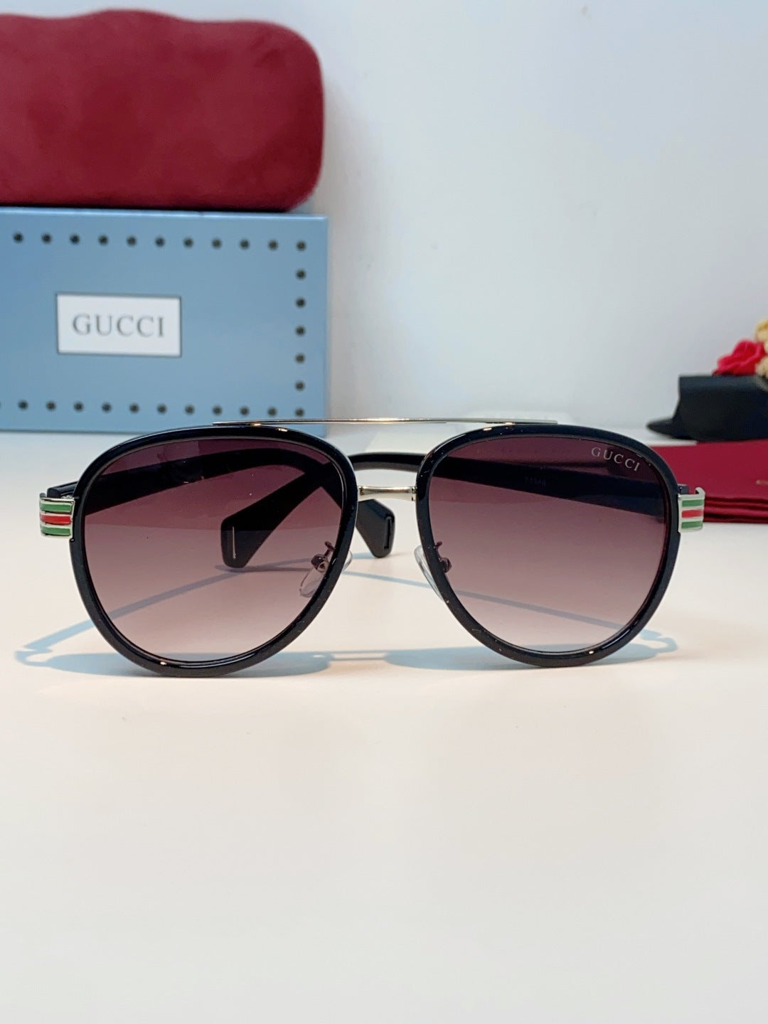 Gucci Aviator Red Lens Sunglasses for Men & Women - detail image 2