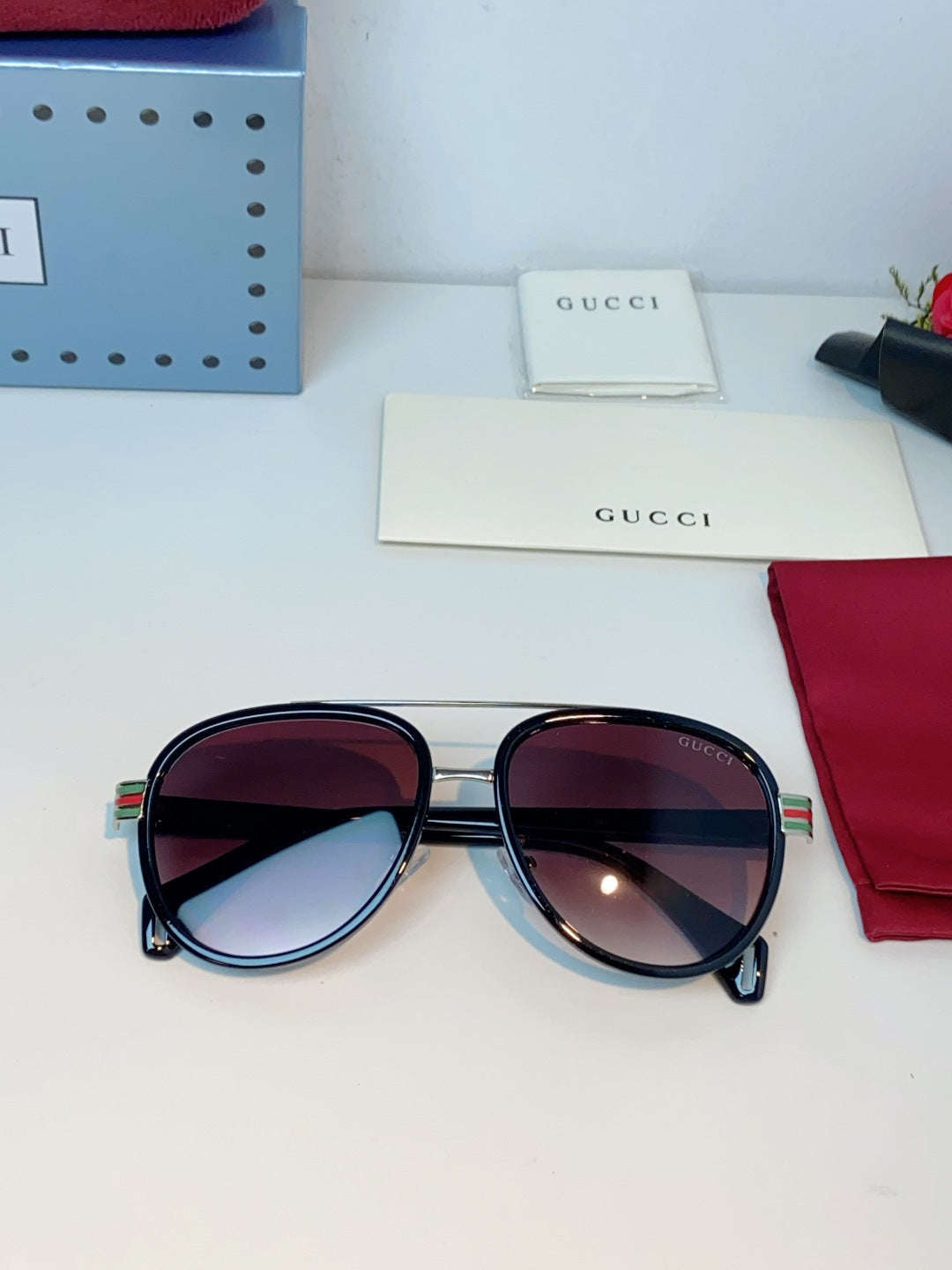 Gucci Aviator Red Lens Sunglasses for Men & Women - detail image 10