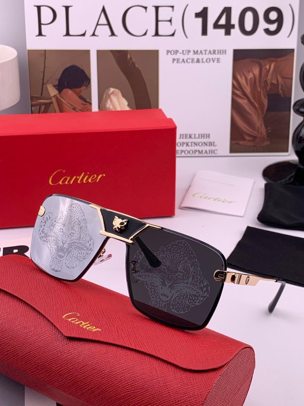 Cartier K11735 Fashion Black Lens Sunglasses for Men & Women - 358497 - detail image 3