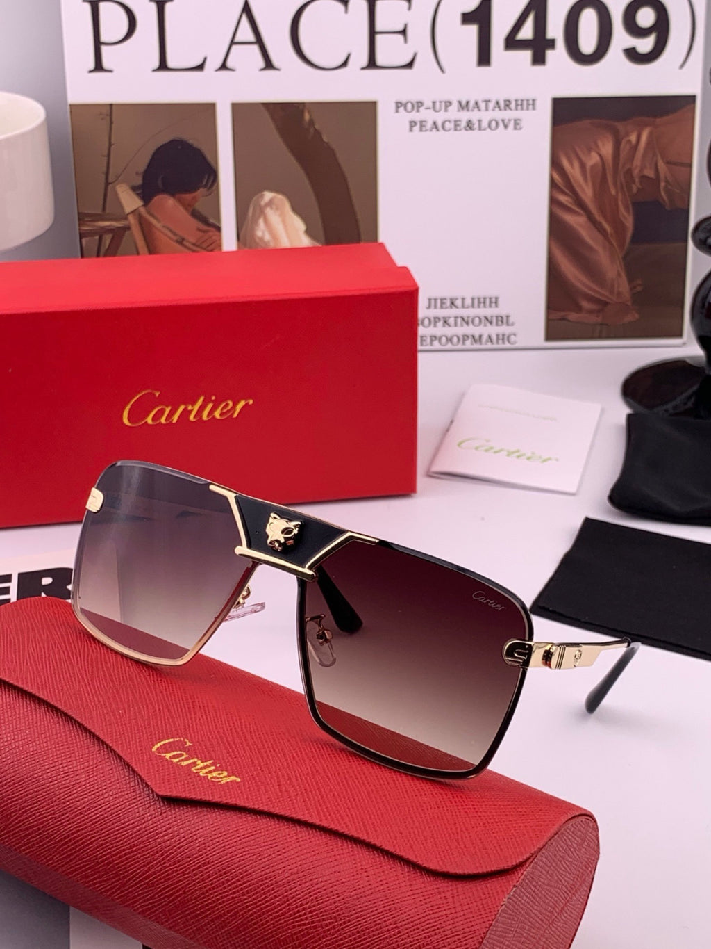 Cartier K11735 Fashion Black Lens Sunglasses for Men & Women - 358497