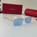Cartier Lightweight Metal Rimless Blue Lens Sunglasses for Men & Wome - 358581