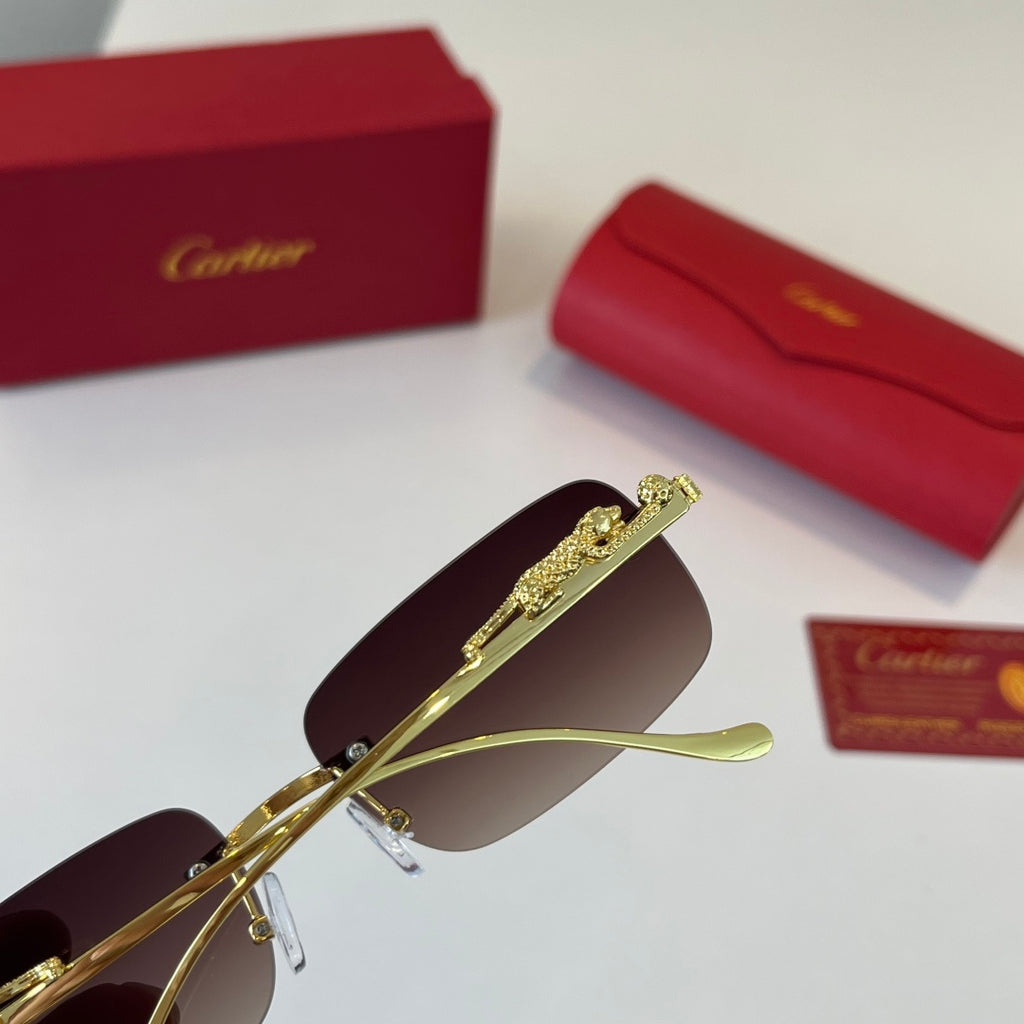 Cartier Lightweight Metal Rimless Silver Lens Sunglasses for Men & Wo - 382814 - detail image 7