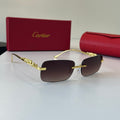 Cartier Lightweight Metal Rimless Silver Lens Sunglasses for Men & Wo - 358463