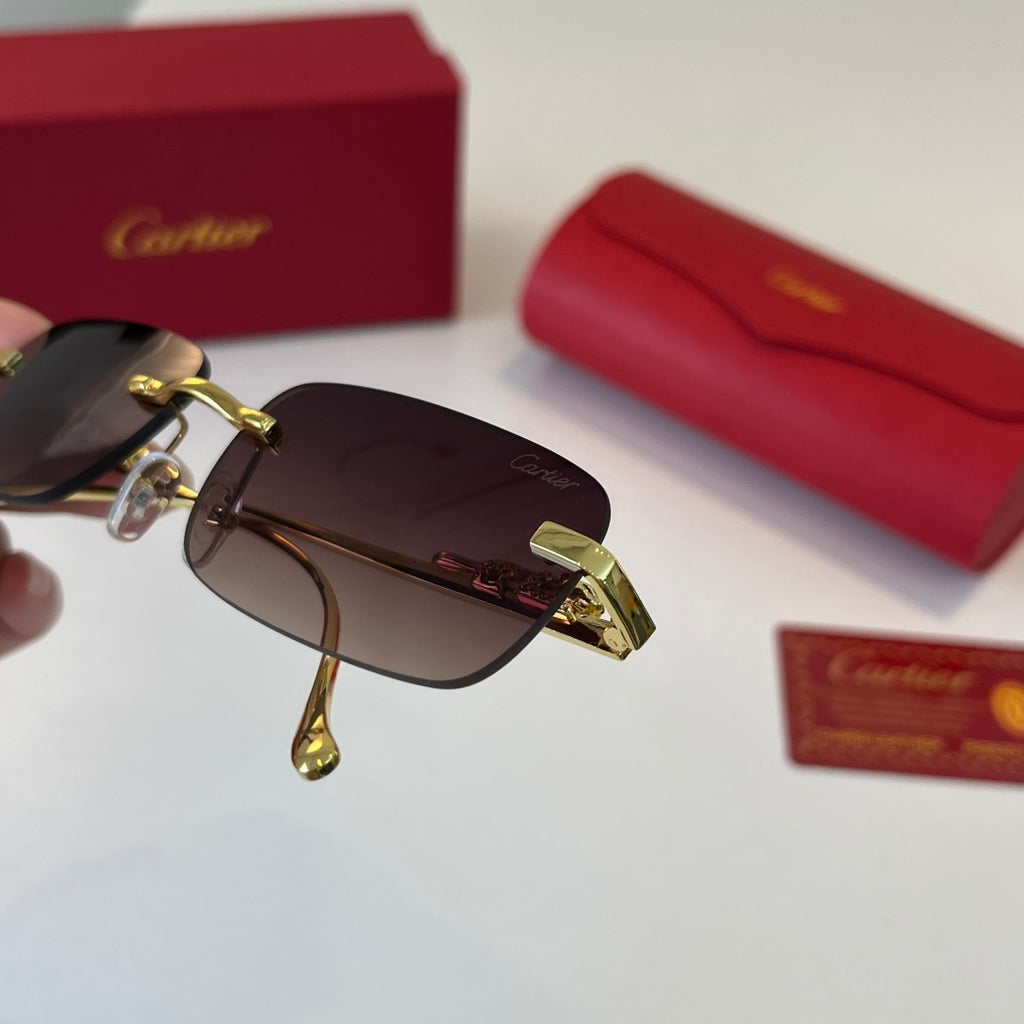 Cartier Lightweight Metal Rimless Silver Lens Sunglasses for Men & Wo - 382814 - detail image 6