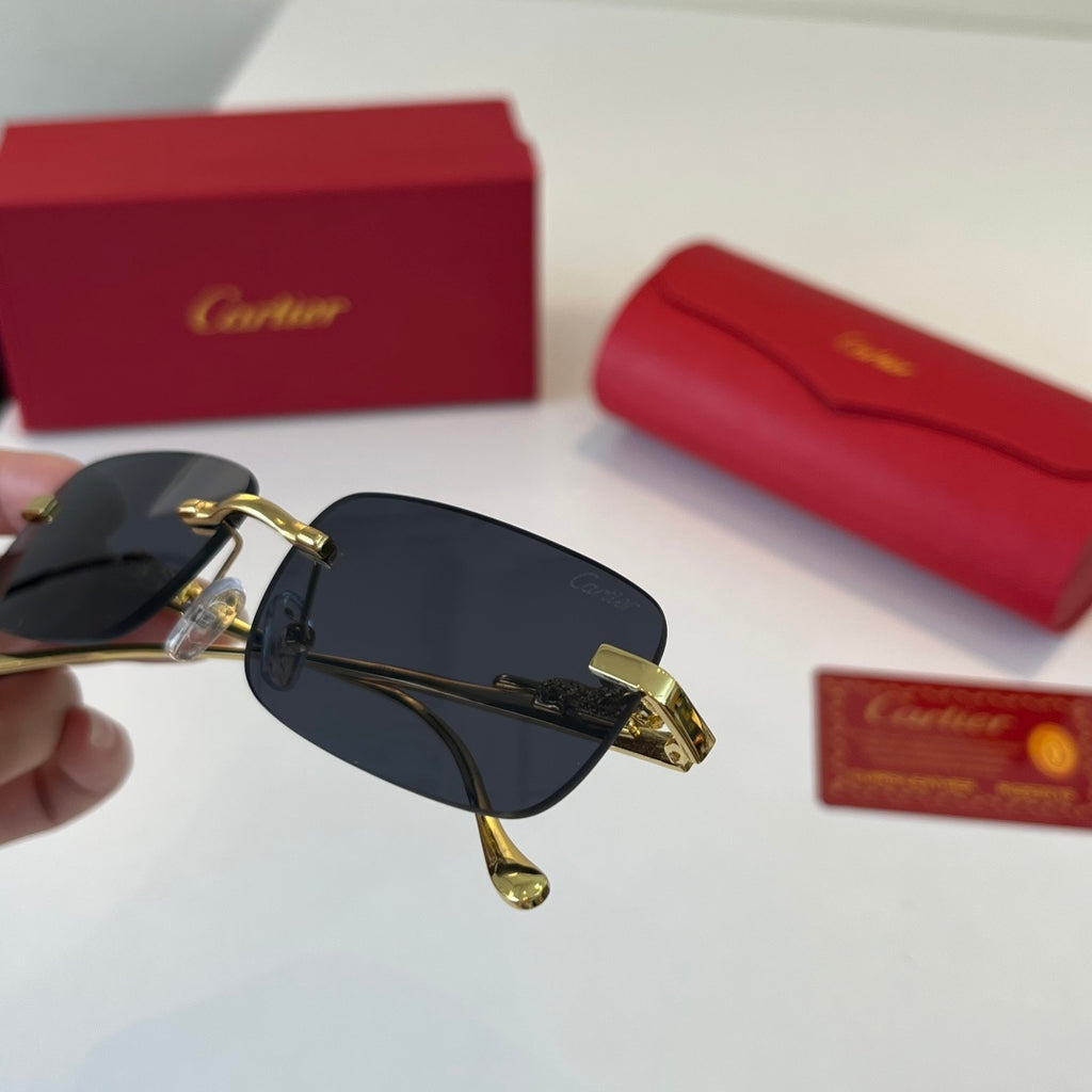 Cartier Lightweight Metal Rimless Silver Lens Sunglasses for Men & Wo - 382815 - detail image 6