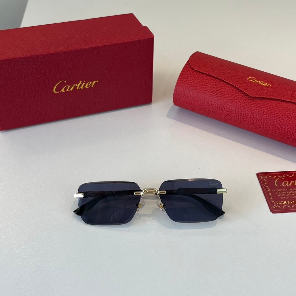 Cartier Lightweight Metal Rimless Blue Lens Sunglasses for Men & Wome - 382816 - detail image 4