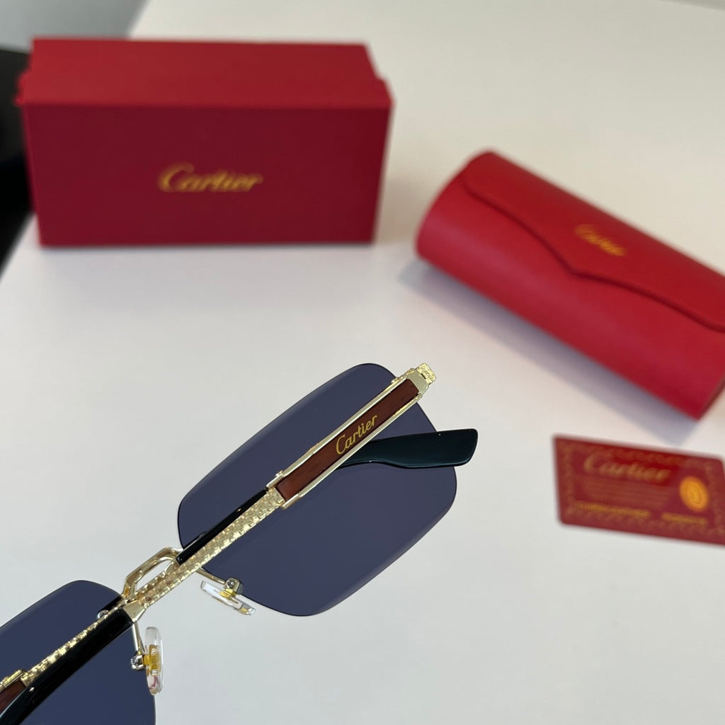 Cartier Lightweight Metal Rimless Blue Lens Sunglasses for Men & Wome - 382816 - detail image 8