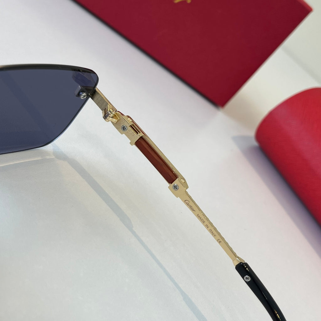 Cartier Lightweight Metal Rimless Blue Lens Sunglasses for Men & Wome - 382816 - detail image 11