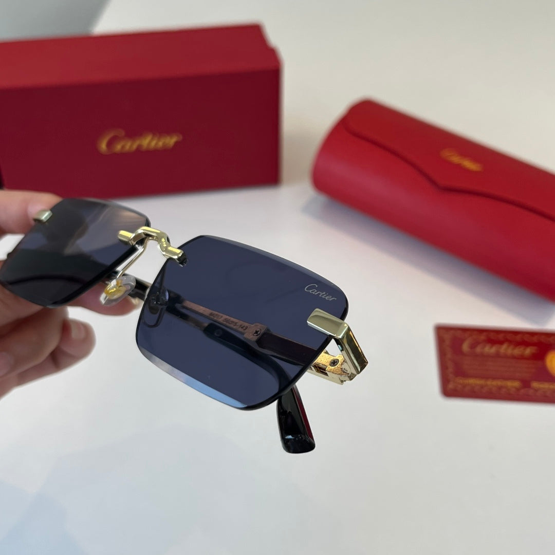 Cartier Lightweight Metal Rimless Blue Lens Sunglasses for Men & Wome - 382816 - detail image 6