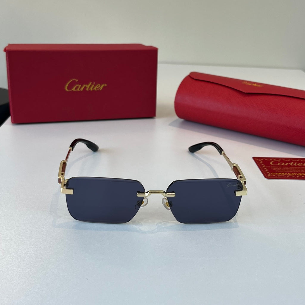 Cartier Lightweight Metal Rimless Blue Lens Sunglasses for Men & Wome - 382816 - detail image 2