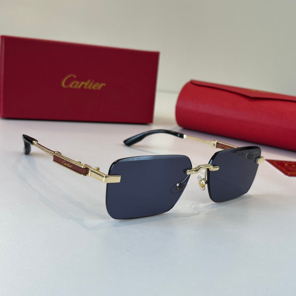 Cartier Lightweight Metal Rimless Blue Lens Sunglasses for Men & Wome - 382816
