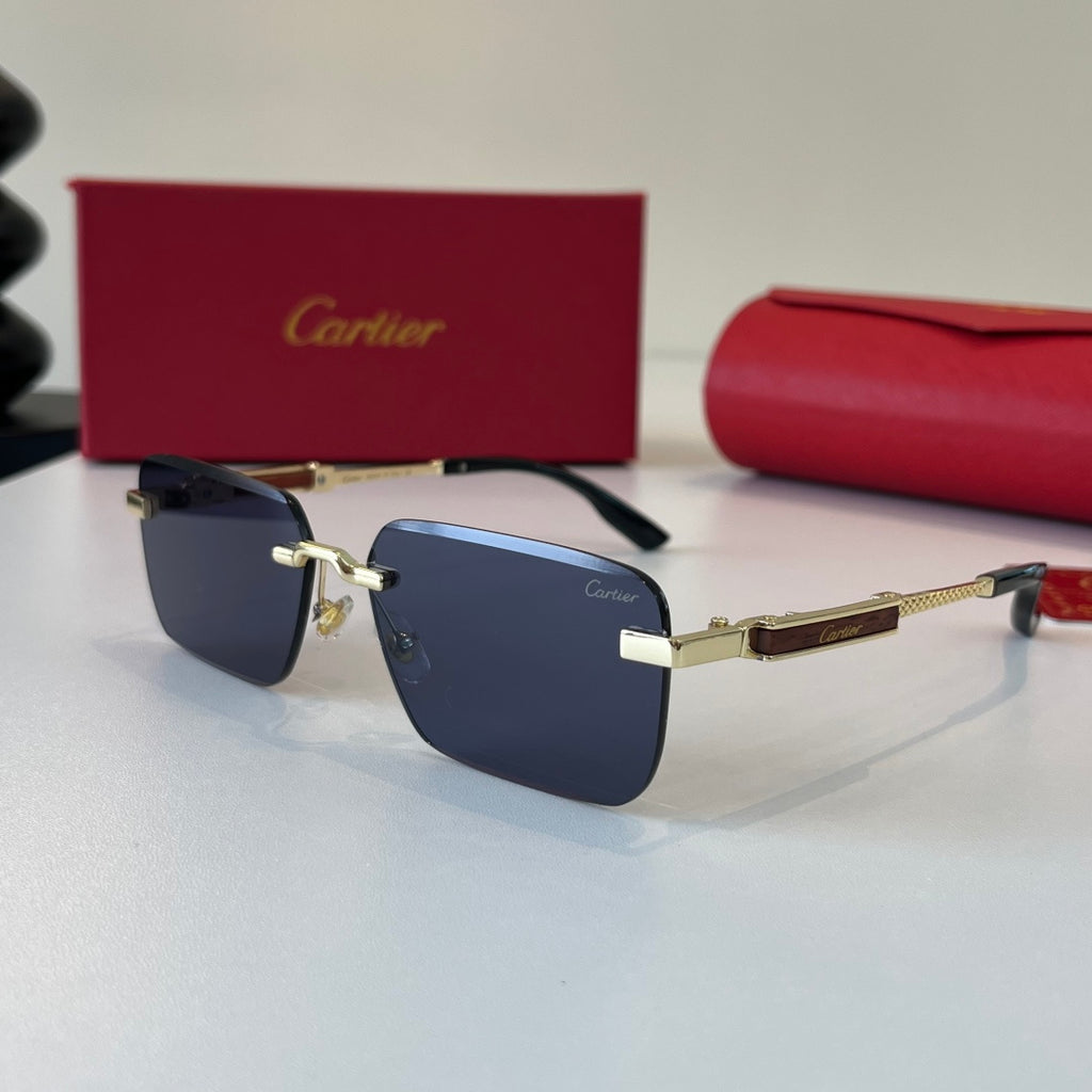 Cartier Lightweight Metal Rimless Blue Lens Sunglasses for Men & Wome - 382816 - detail image 3