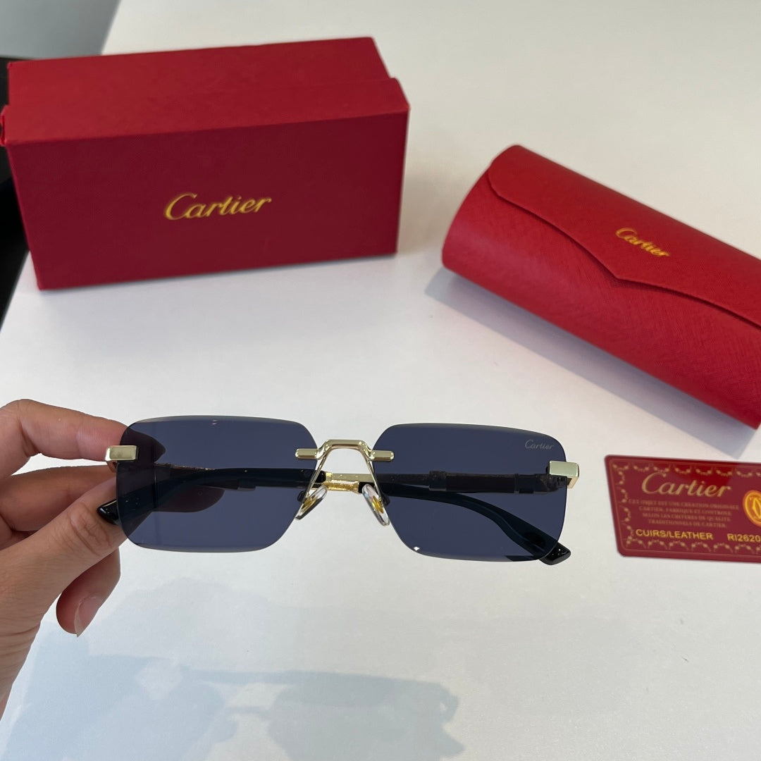 Cartier Lightweight Metal Rimless Blue Lens Sunglasses for Men & Wome - 382816 - detail image 5