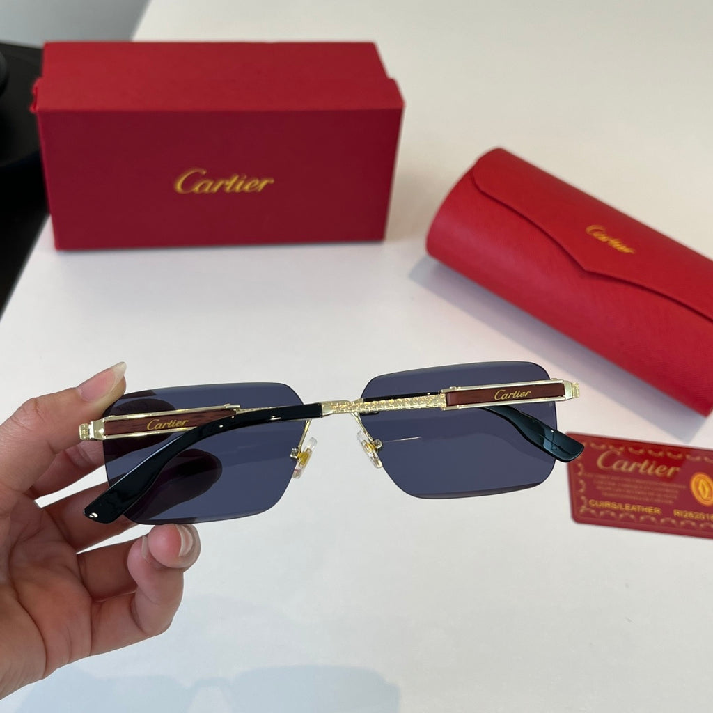 Cartier Lightweight Metal Rimless Blue Lens Sunglasses for Men & Wome - 358465 - detail image 7