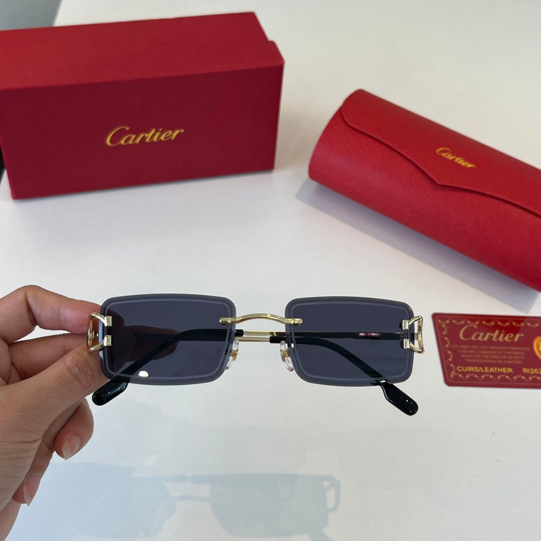 Cartier Lightweight Metal Rimless Silver Lens Sunglasses for Men & Wo - 358466 - detail image 6