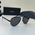 Prada Metal Aviator Black Lens Sunglasses for Men & Women - 465650