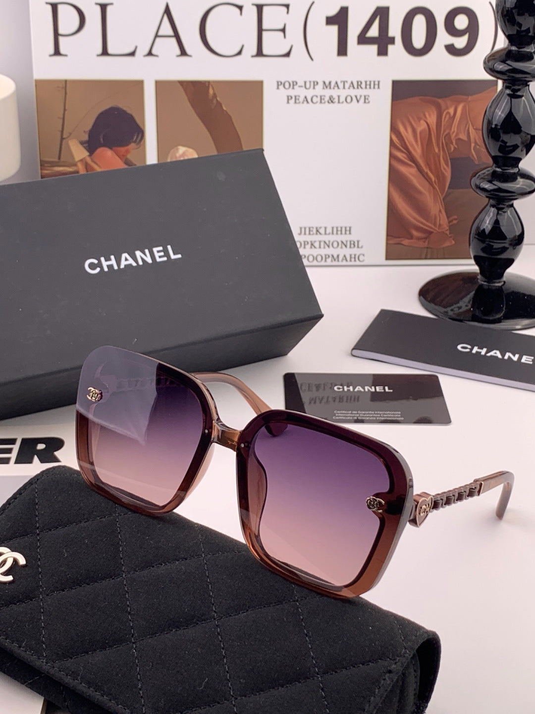 Chanel CH3787 Polarized Round Black Lens Sunglasses for Women - 358139 - detail image 6