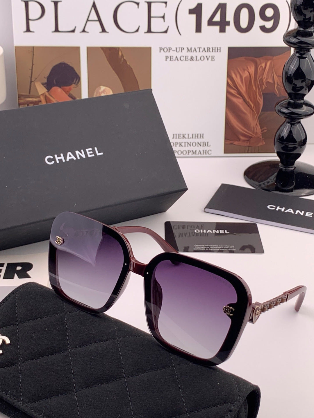 Chanel CH3787 Polarized Round Black Lens Sunglasses for Women - 358139 - detail image 4