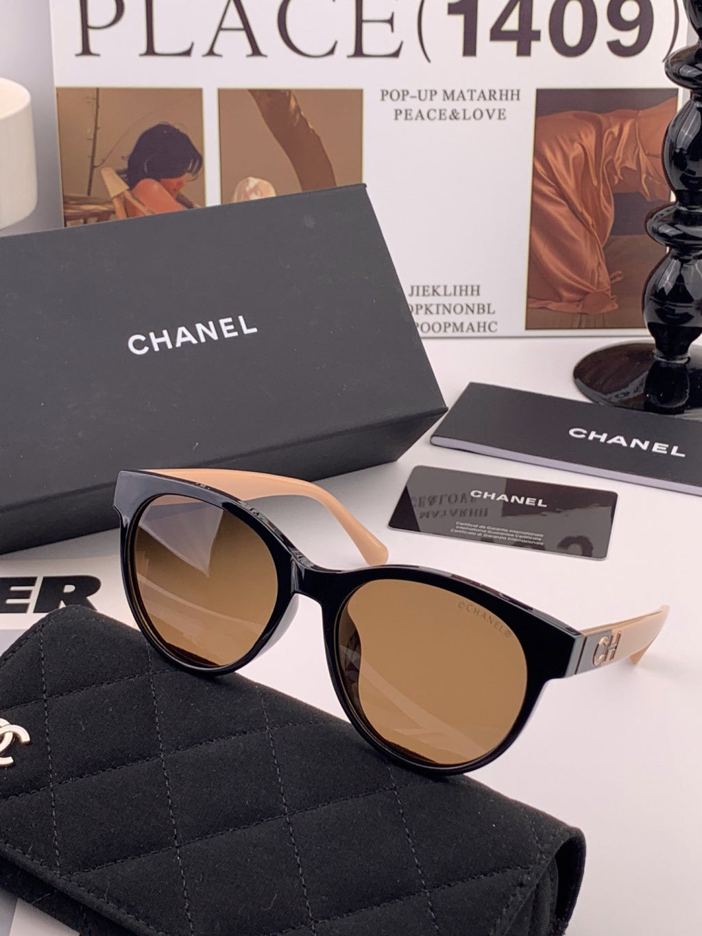 Chanel CH1787 Polarized Round Gold Lens Sunglasses for Women - 358140 - detail image 2