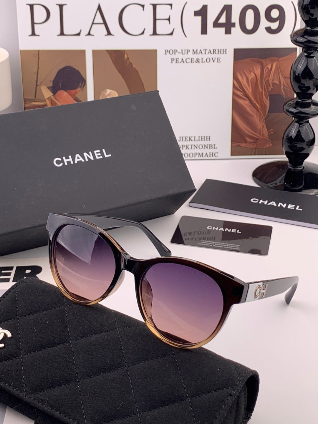 Chanel CH1787 Polarized Round Gold Lens Sunglasses for Women - 358140