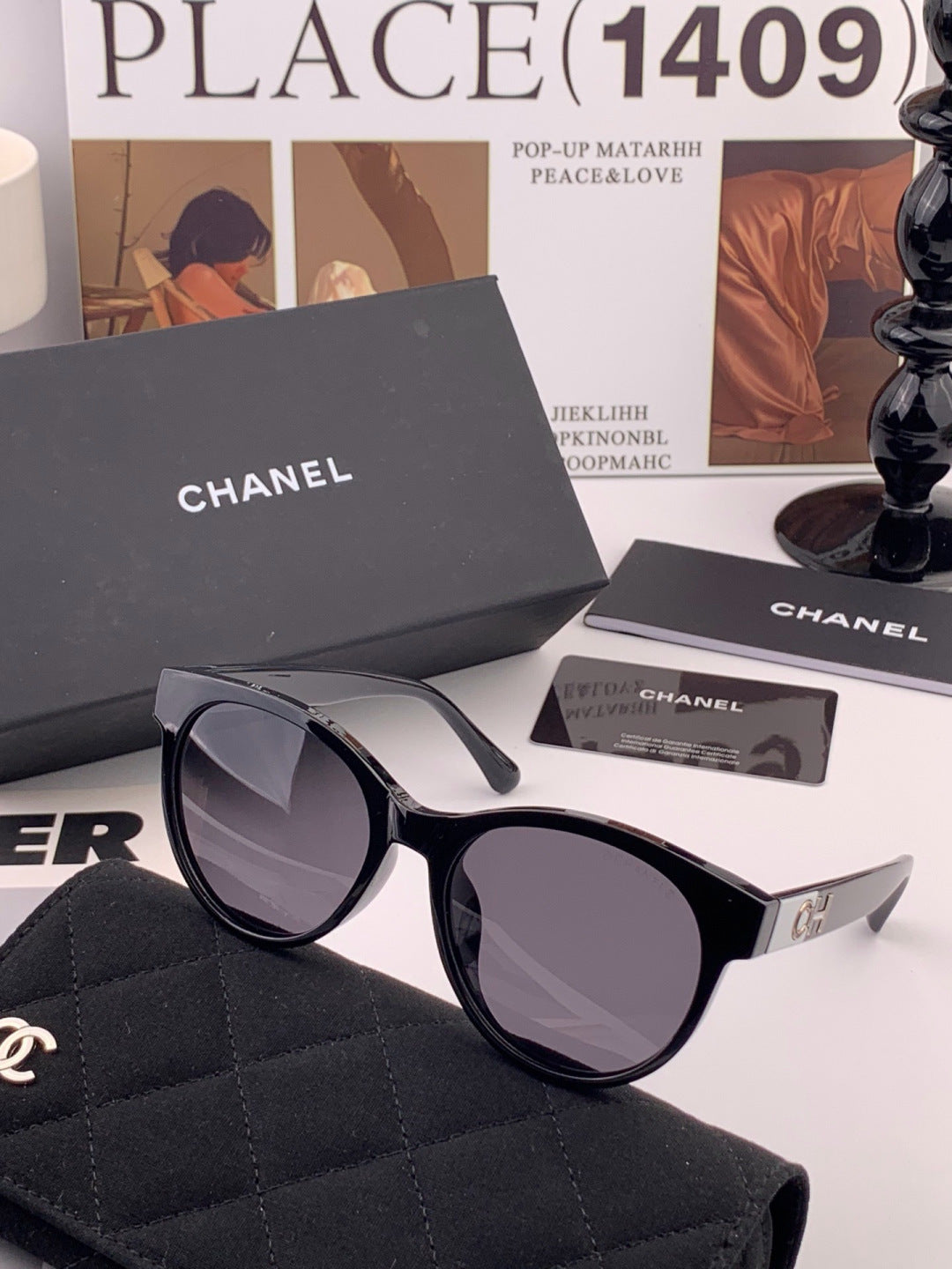 Chanel CH1787 Polarized Round Gold Lens Sunglasses for Women - 358140 - detail image 3