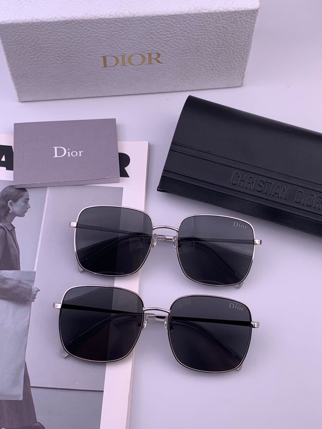 Dior CD5908 Square Black Lens Sunglasses for Women - 358165 - detail image 7
