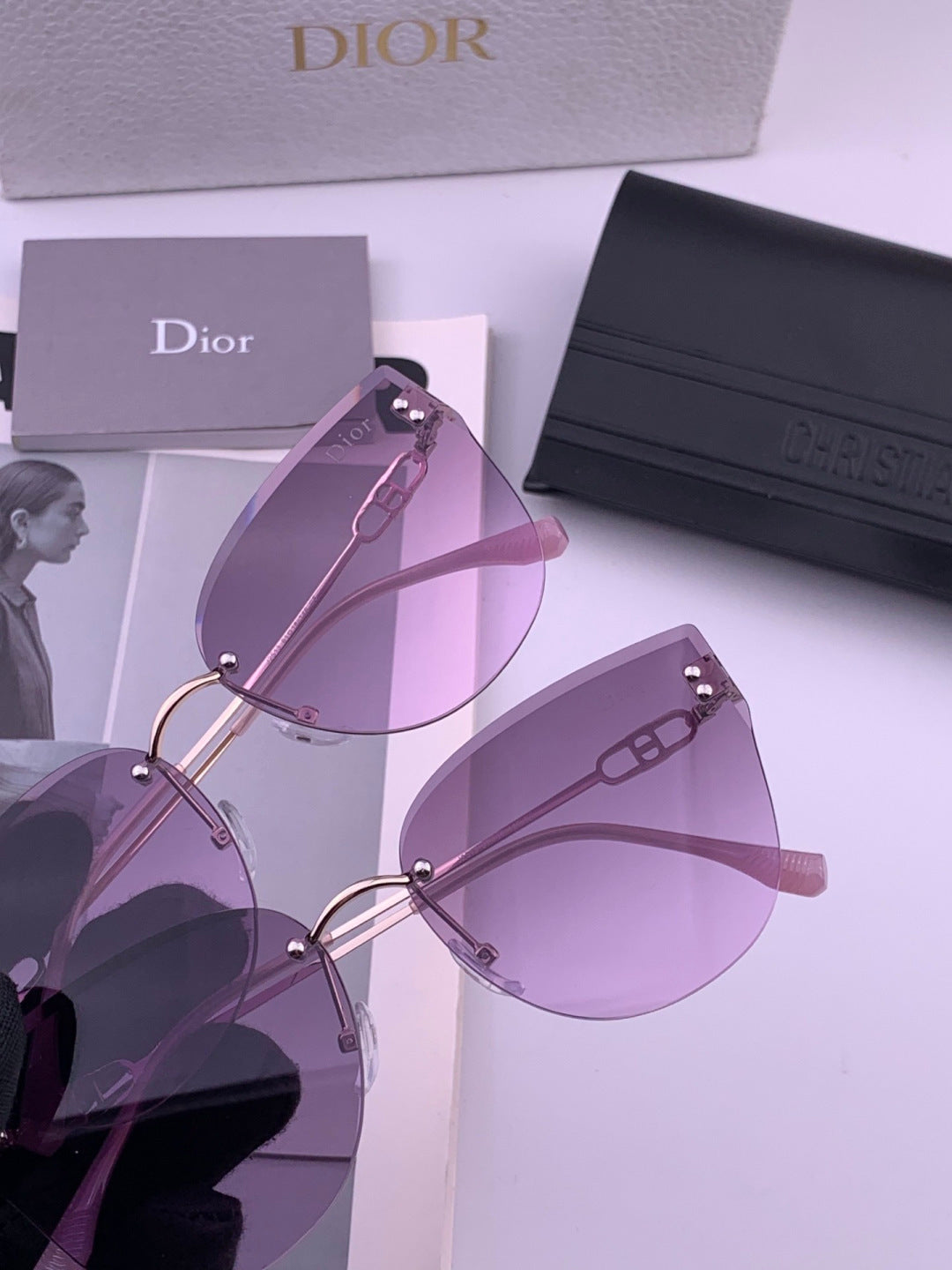 Dior CD3251 Lightweight Rimless Brown Lens Sunglasses for Women - 358166 - detail image 3