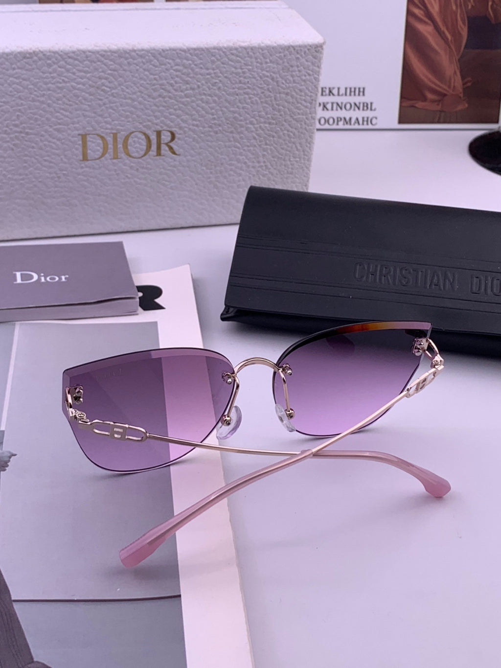 Dior CD3251 Lightweight Rimless Brown Lens Sunglasses for Women - 358166 - detail image 4