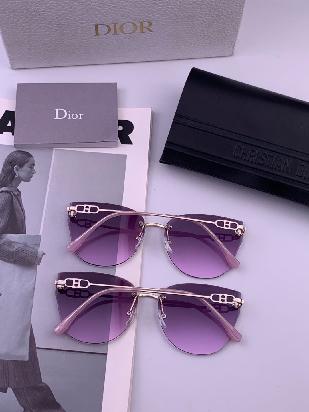 Dior CD3251 Lightweight Rimless Brown Lens Sunglasses for Women - 358166 - detail image 5