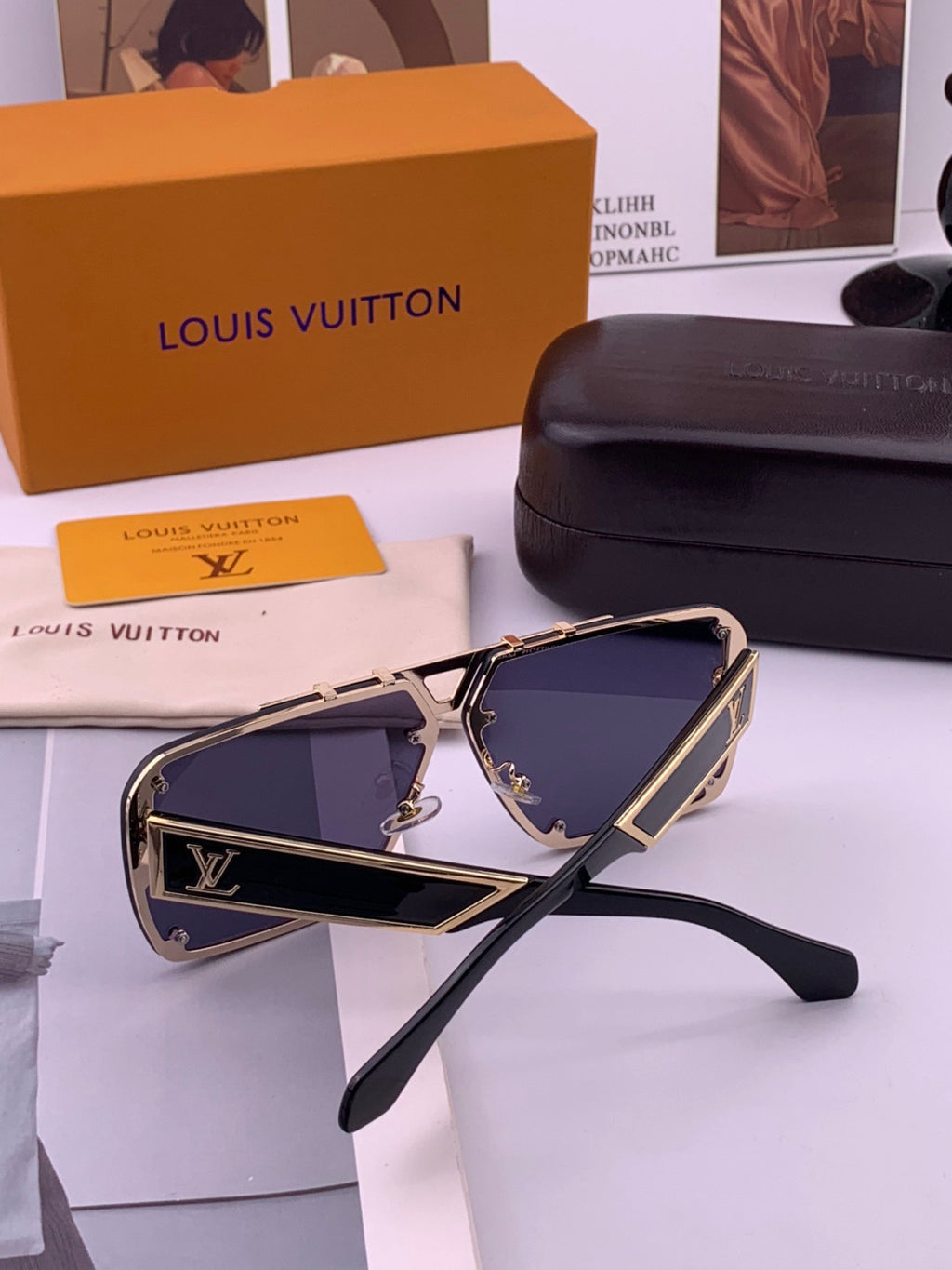 Louis Vuitton L501 Aviator Blue Lens Sunglasses for Men & Women - 357682 - detail image 5