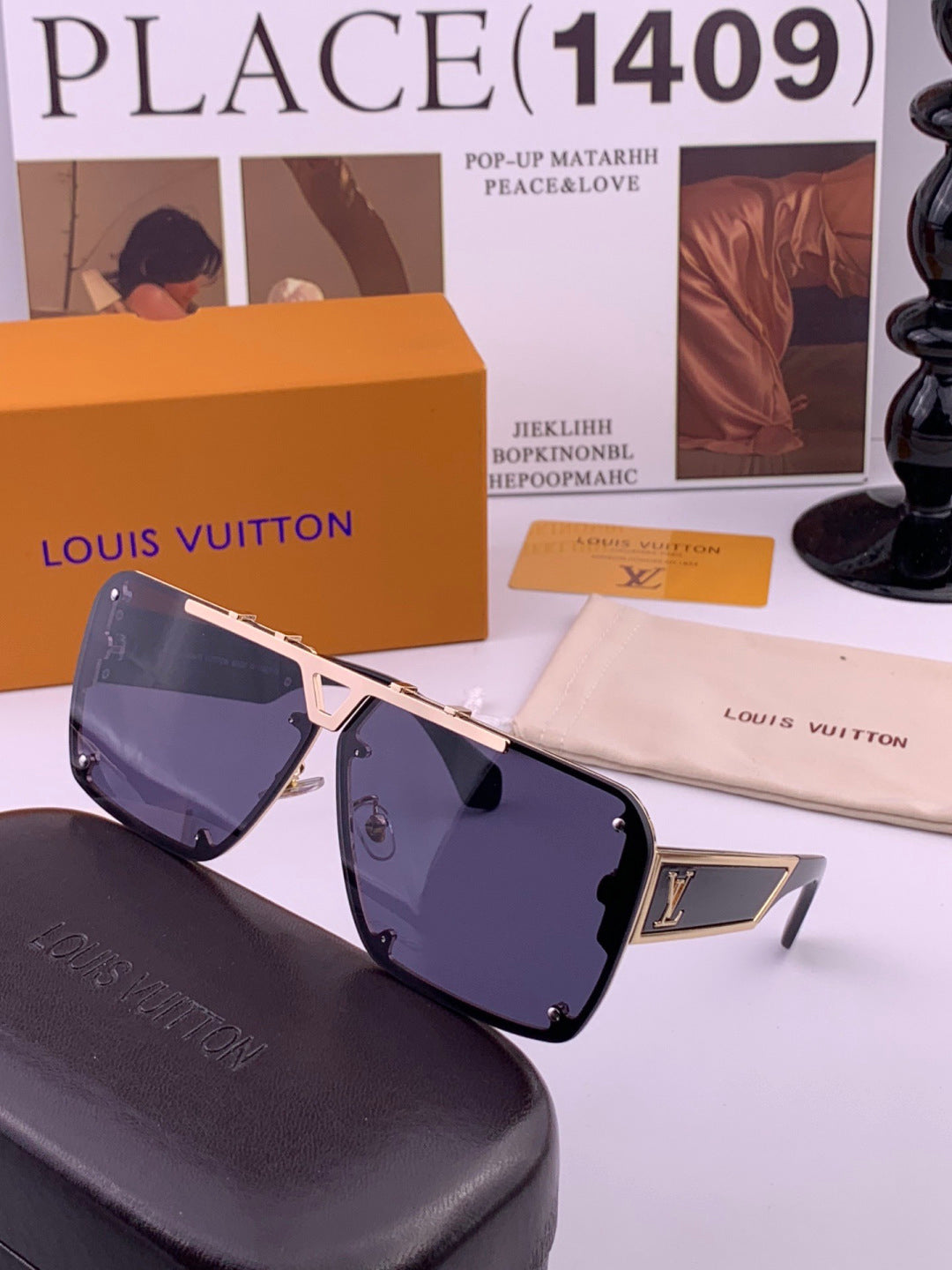 Louis Vuitton L501 Aviator Blue Lens Sunglasses for Men & Women - 357682 - detail image 4