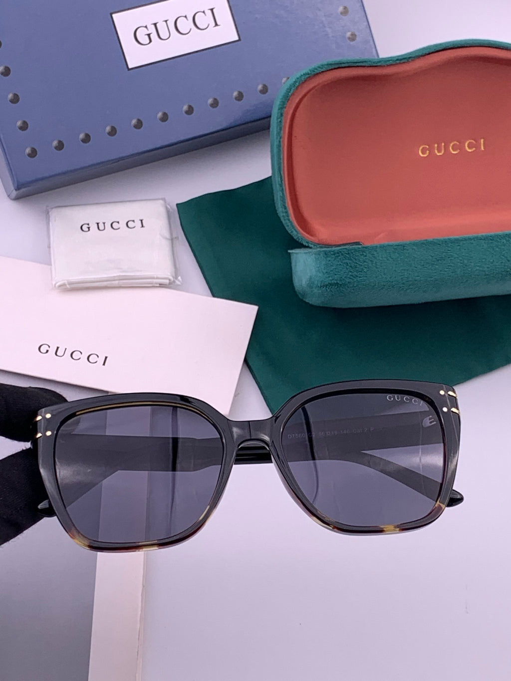 Gucci G0756 Polarized Square Black Lens Sunglasses for Men & Women - 357909