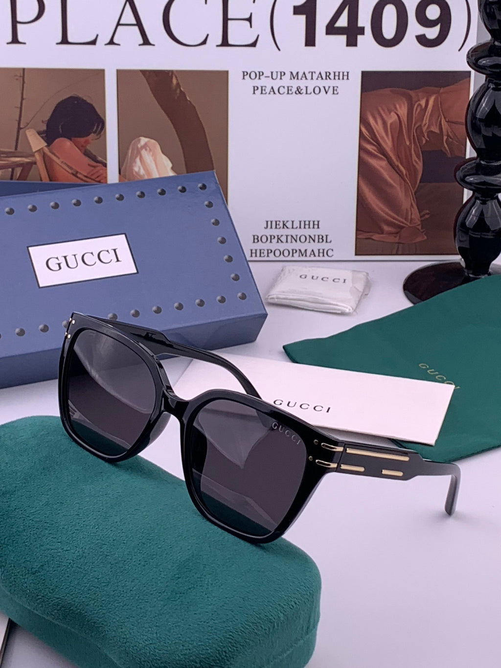 Gucci G0756 Polarized Square Black Lens Sunglasses for Men & Women - 357910 - detail image 2