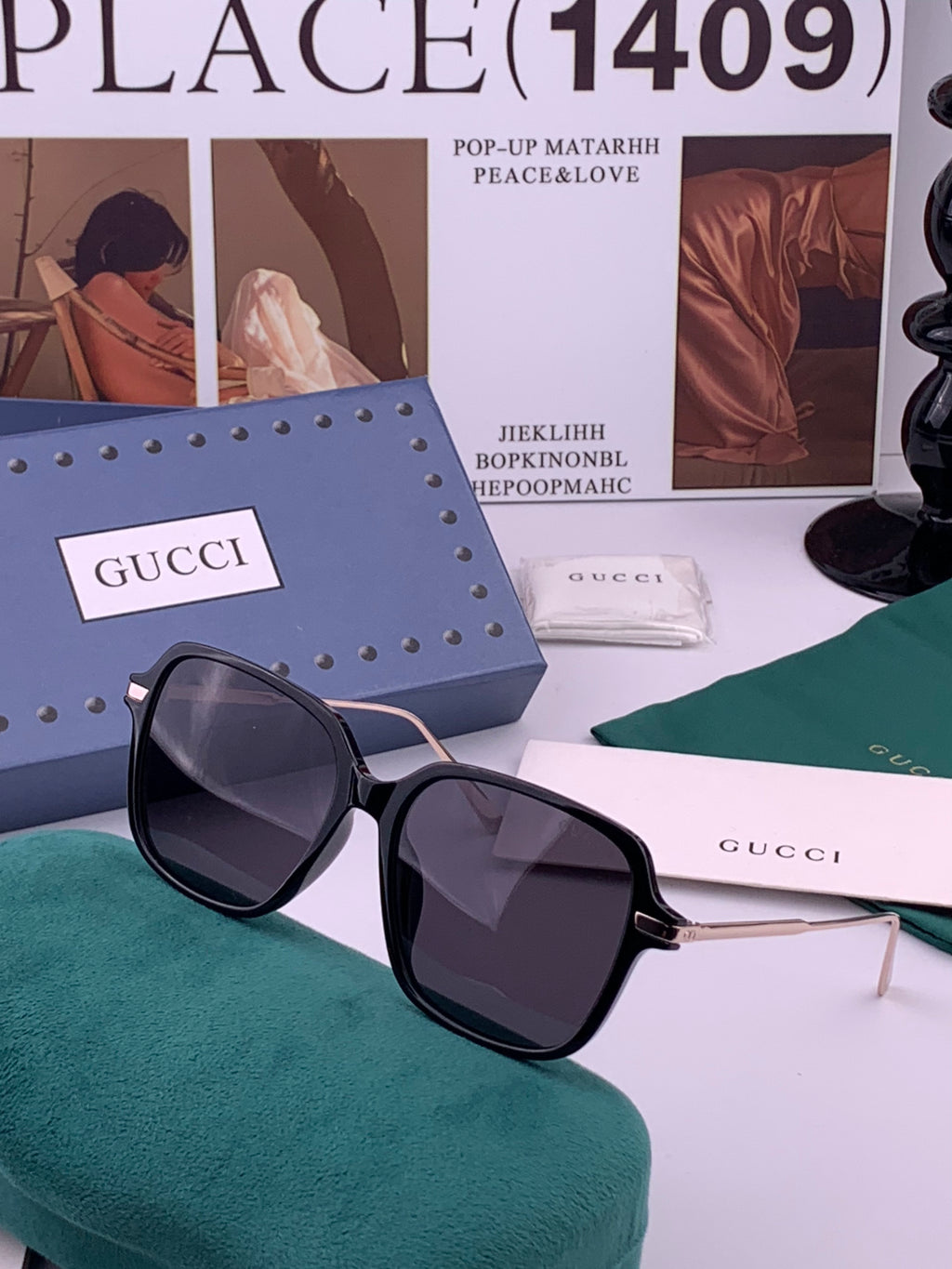Gucci G87704 Polarized Square Brown Lens Sunglasses for Women - detail image 2