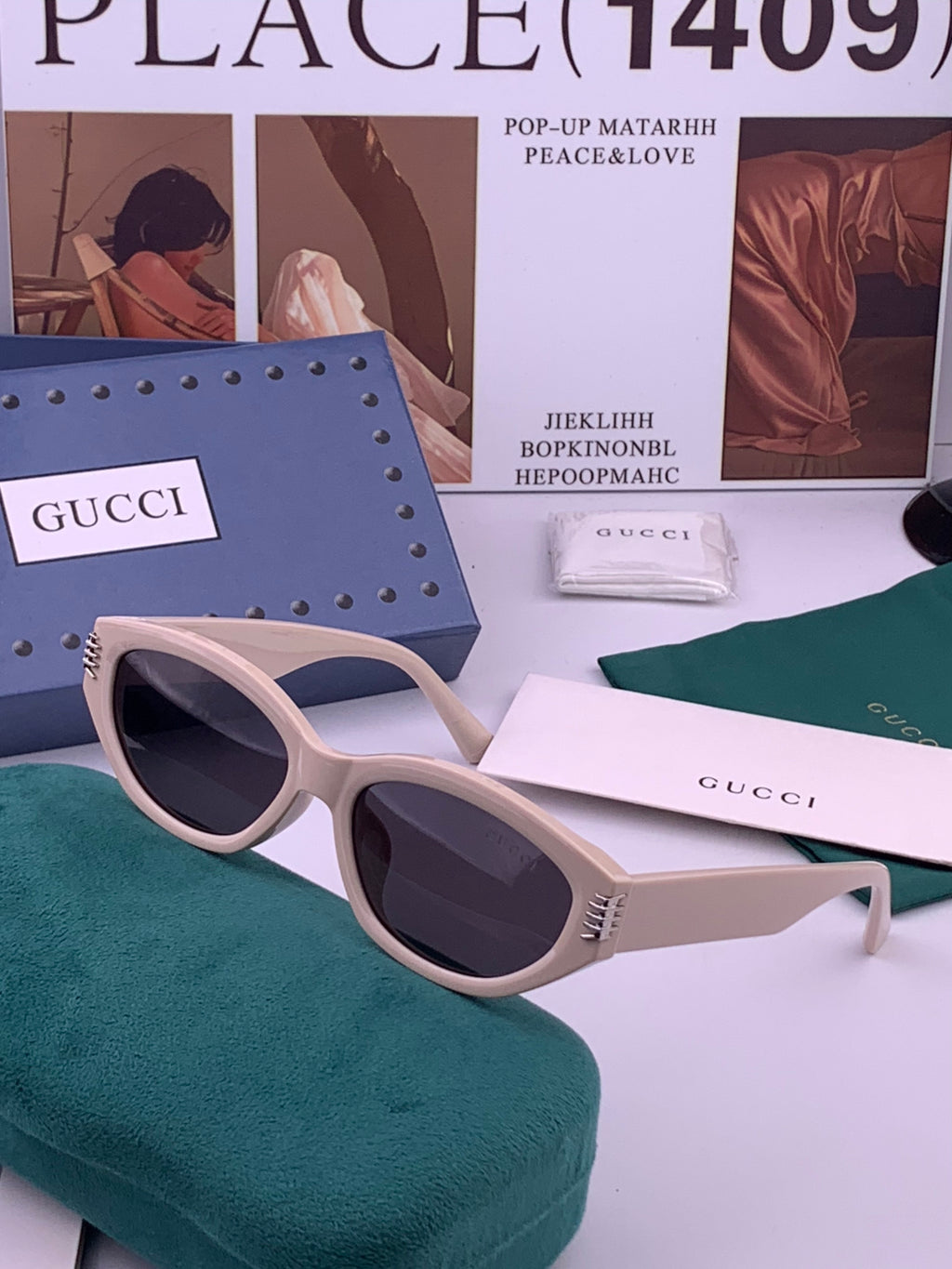 Gucci G0111 Polarized Square Black Lens Sunglasses for Women - detail image 2