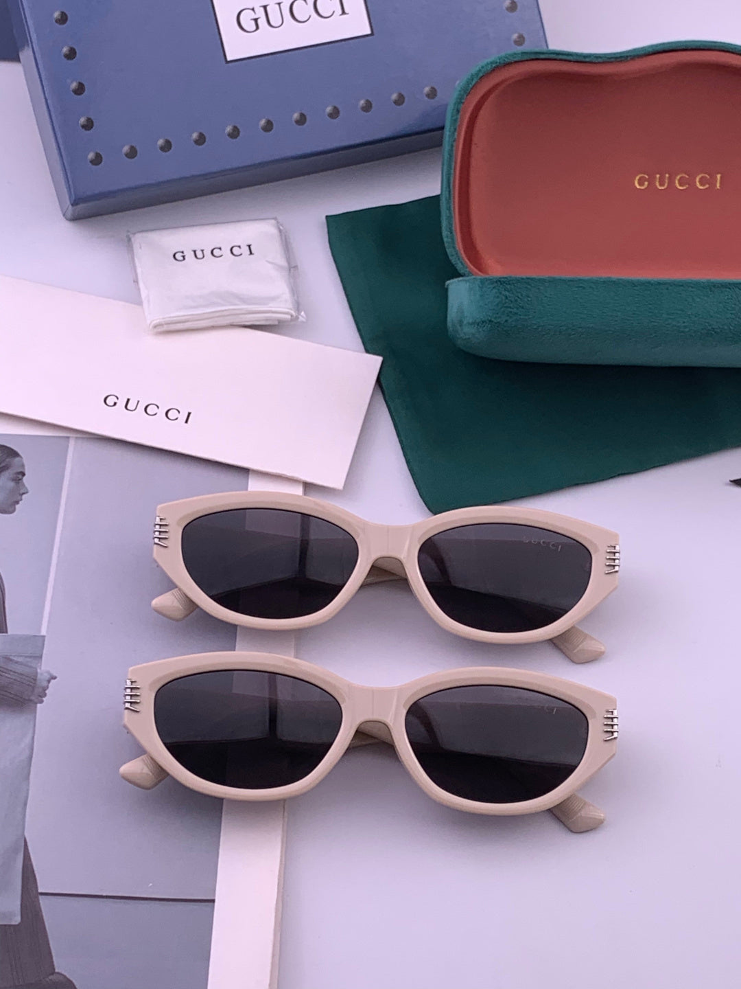 Gucci G0111 Polarized Square Black Lens Sunglasses for Women - detail image 7