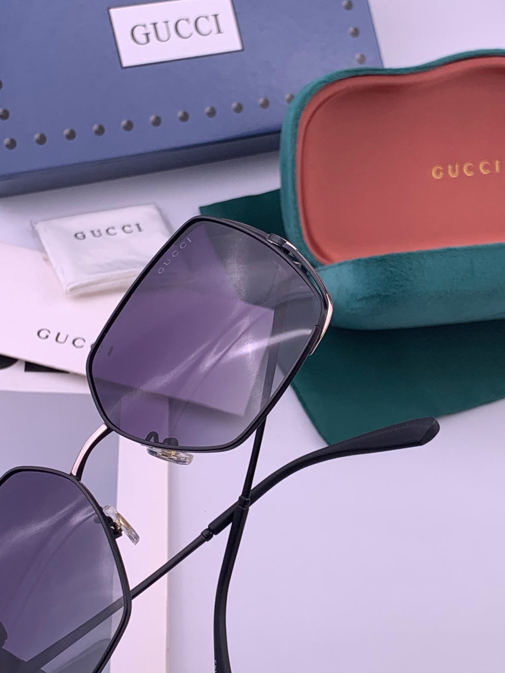Gucci G9638 Polarized Square Black Lens Sunglasses for Women - 357929 - detail image 4