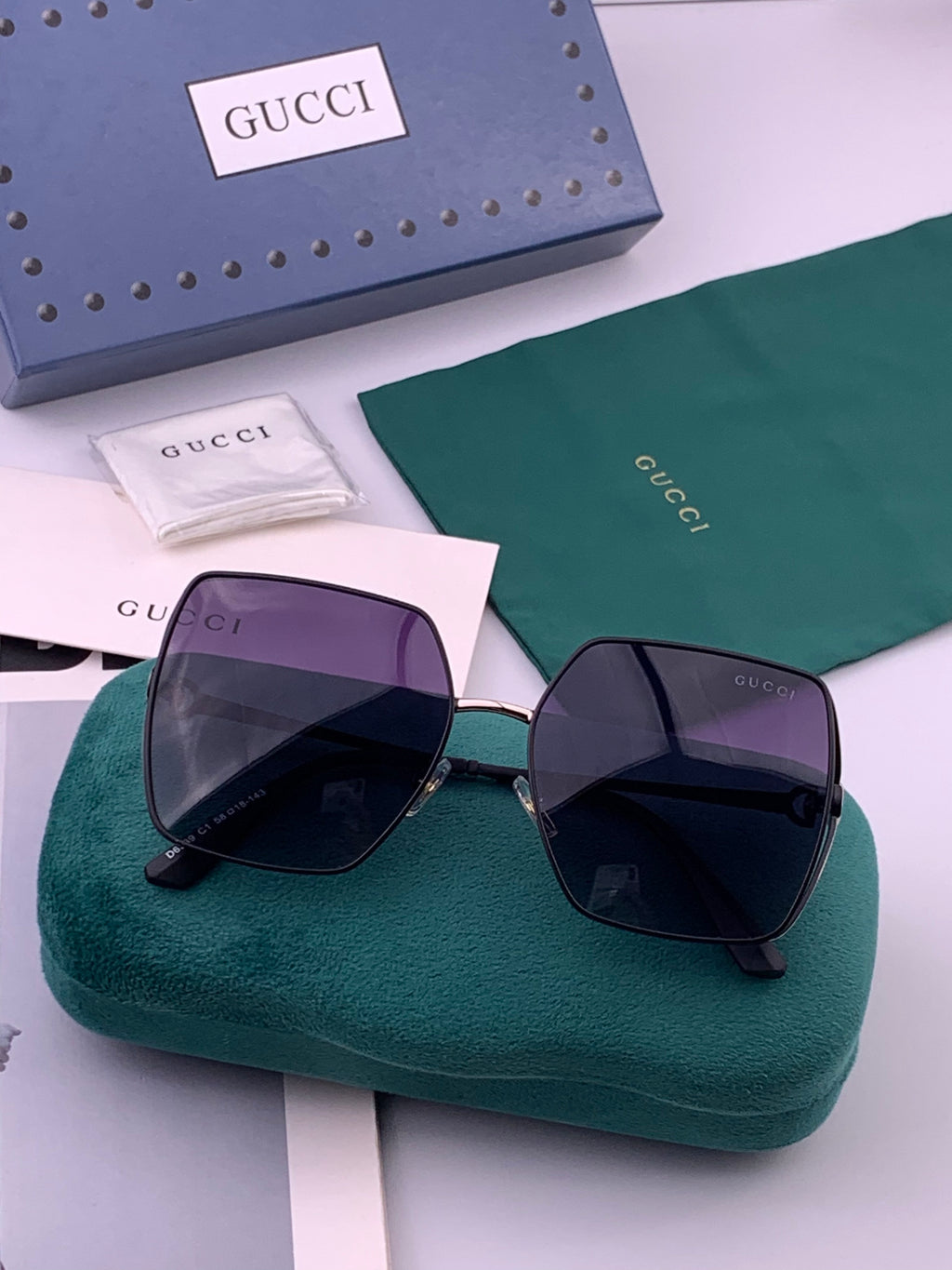 Gucci G9638 Polarized Square Black Lens Sunglasses for Women - 357929 - detail image 7