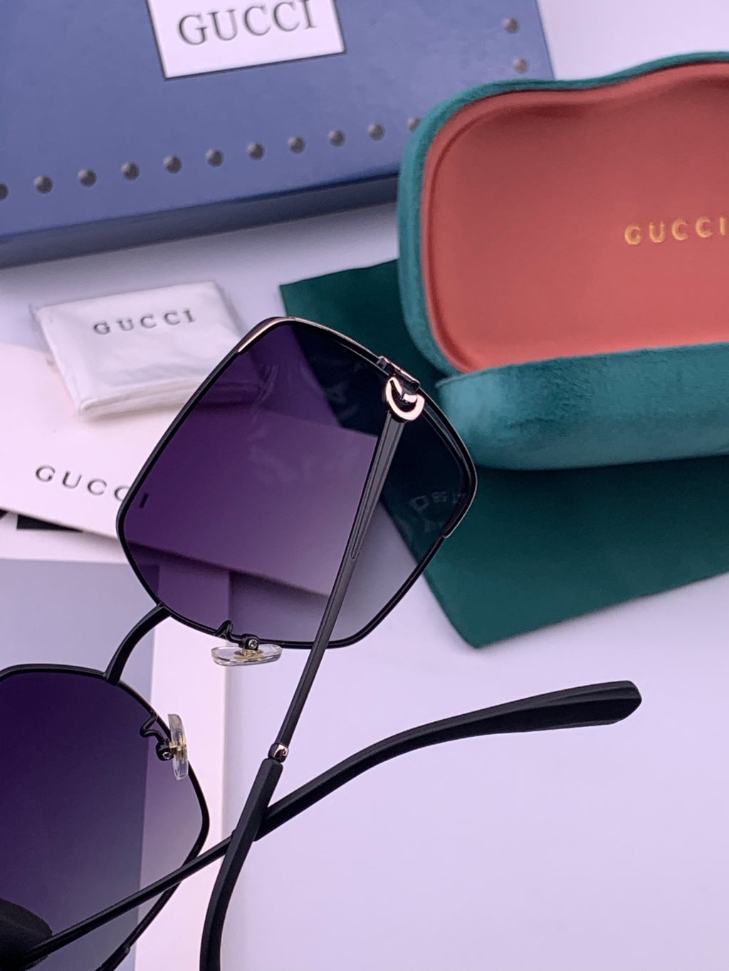Gucci G9638 Polarized Square Black Lens Sunglasses for Women - 357929 - detail image 5