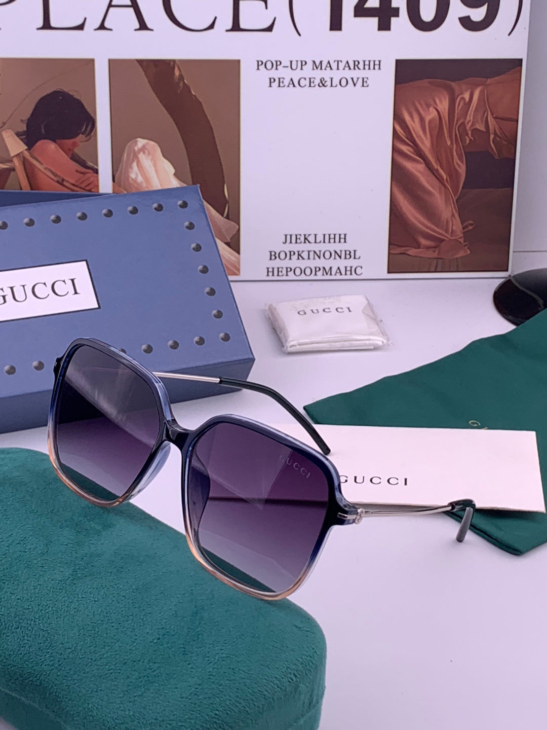 Gucci G9747 Polarized Round Black Lens Sunglasses for Women - 357932