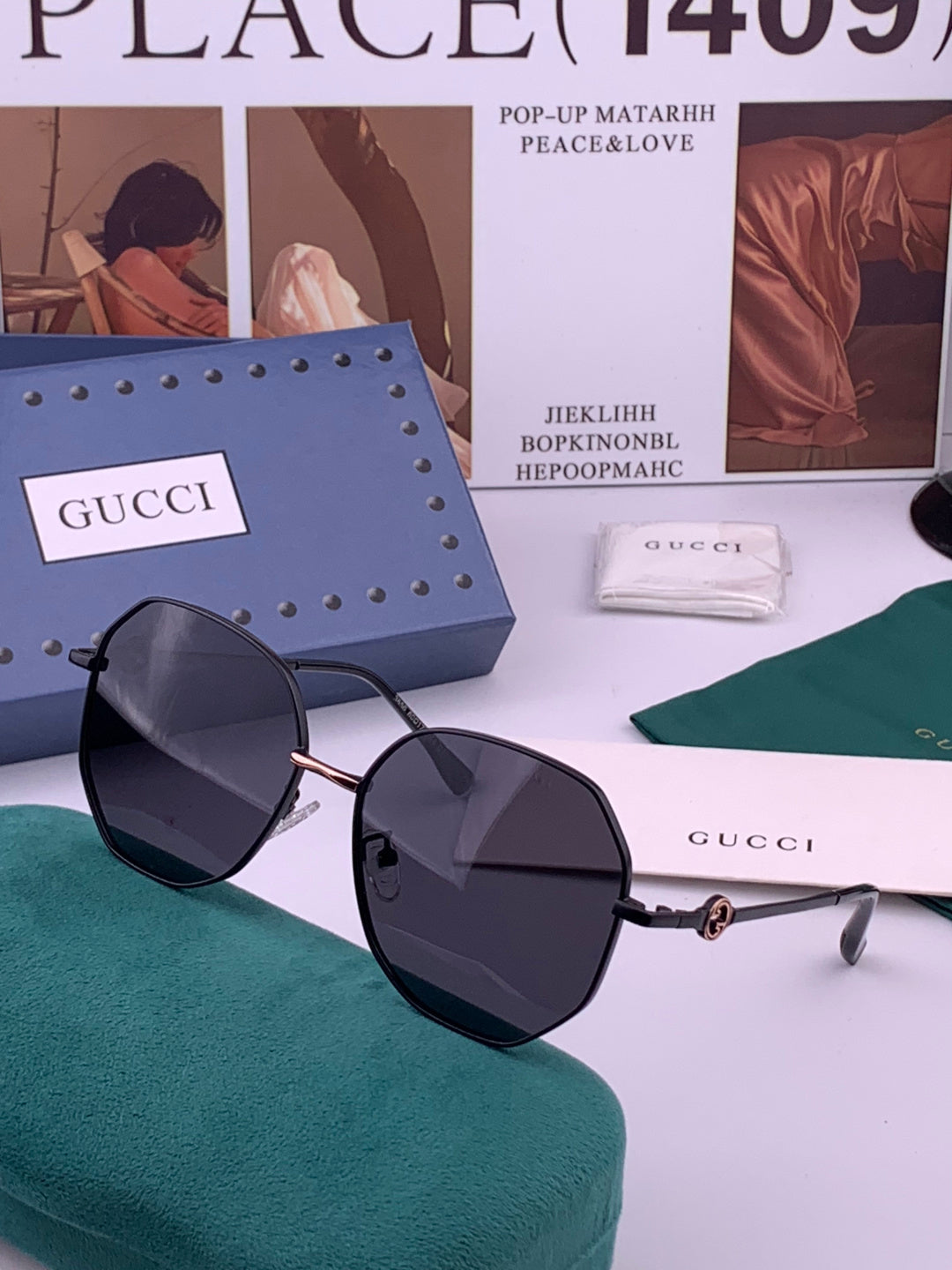 Gucci G6365 Square Black Lens Sunglasses for Men & Women