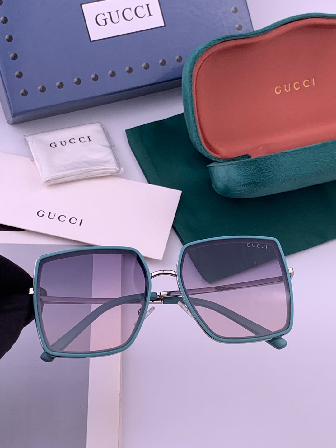 Gucci G0798 Polarized Square Black Lens Sunglasses for Women - 357890