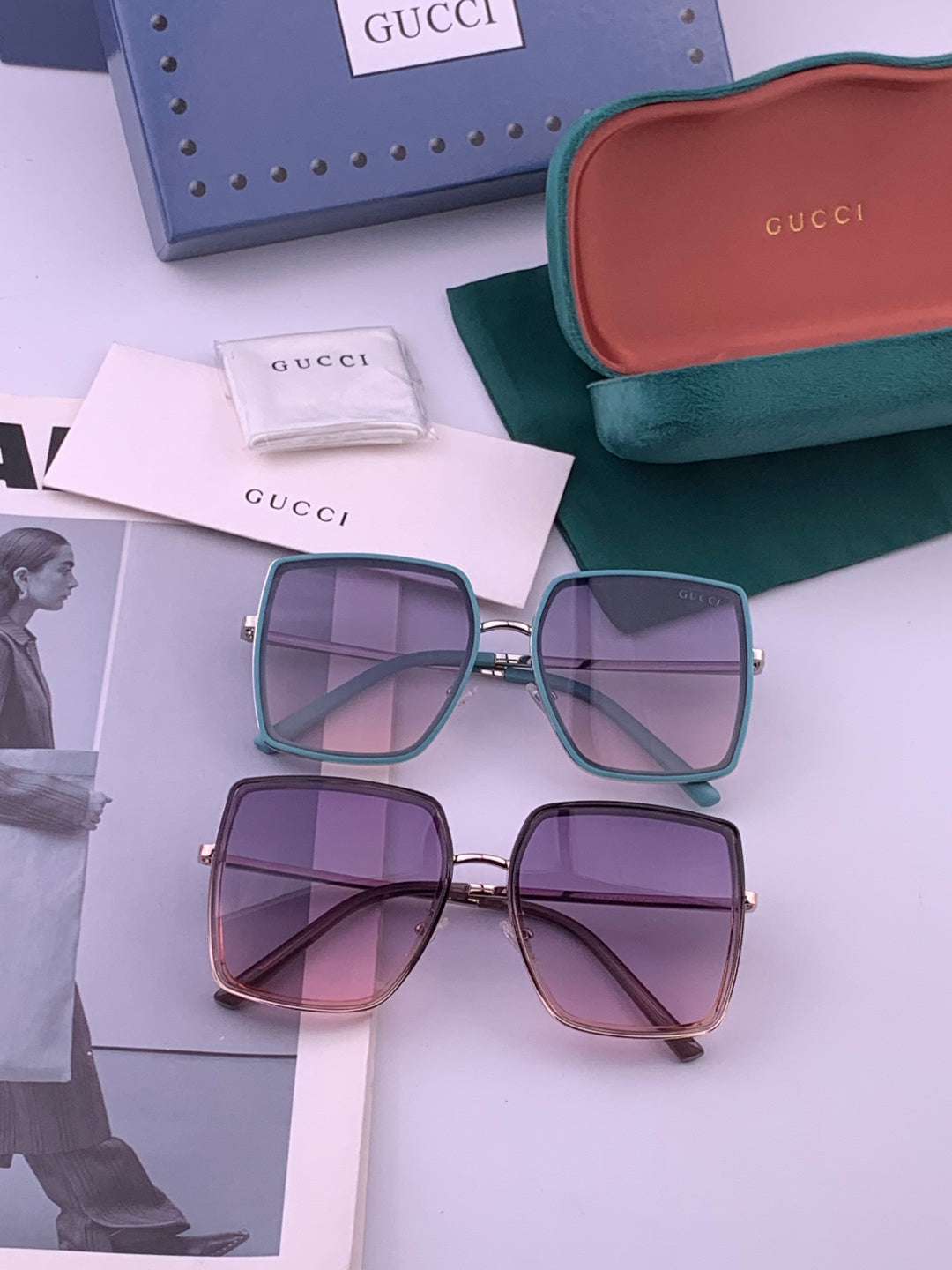 Gucci G0798 Polarized Square Black Lens Sunglasses for Women - 357891 - detail image 8