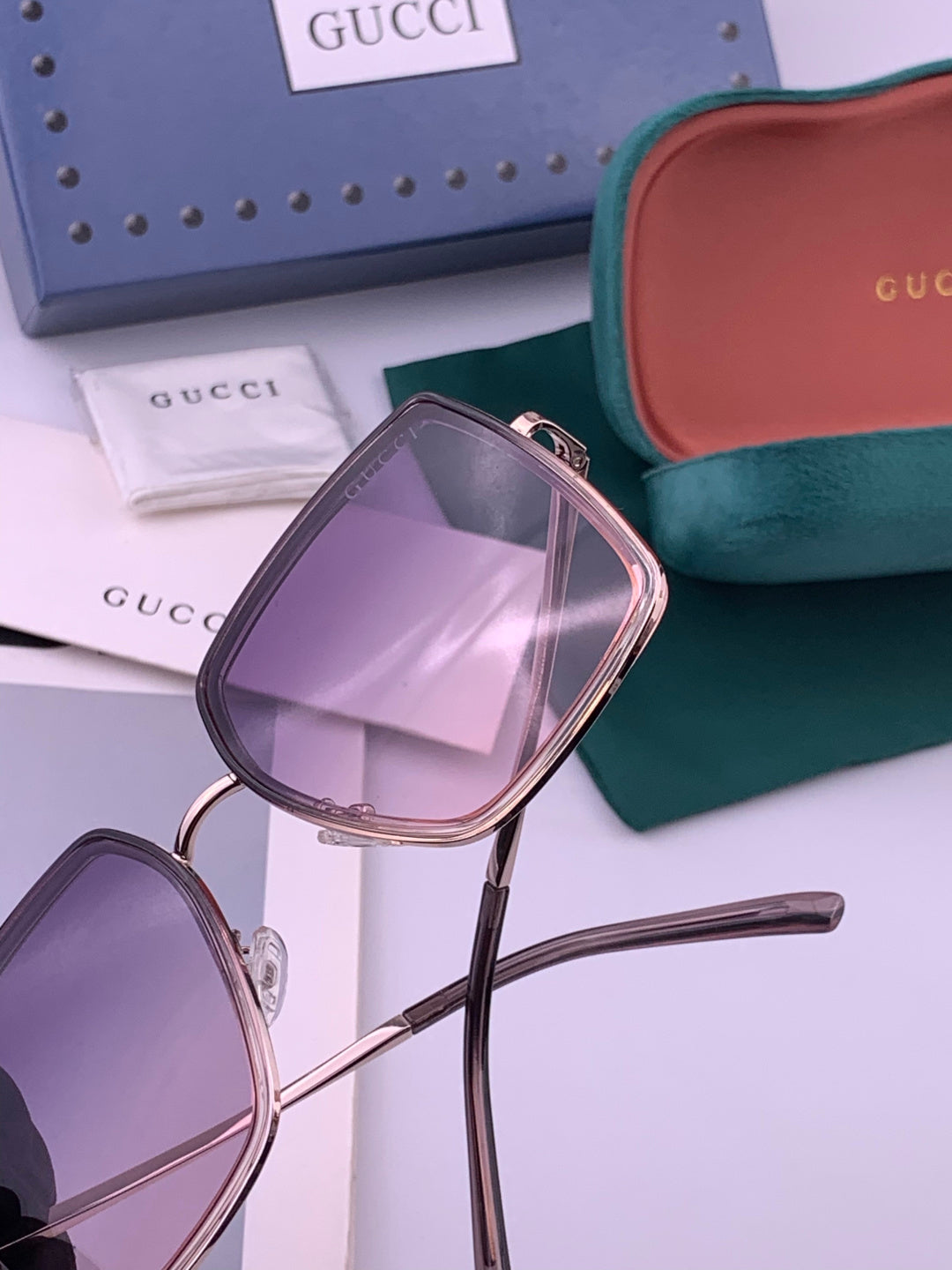 Gucci G0798 Polarized Square Black Lens Sunglasses for Women - 357891 - detail image 4