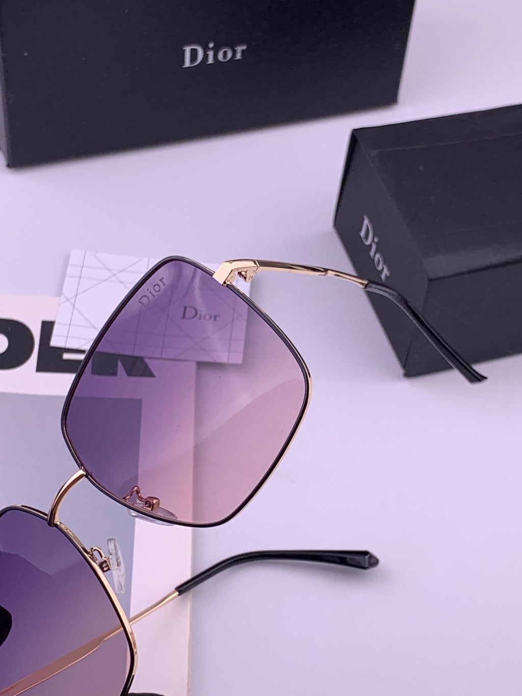 Dior D5813 Polarized Square Black Lens Sunglasses for Men & Women - 358206 - detail image 3