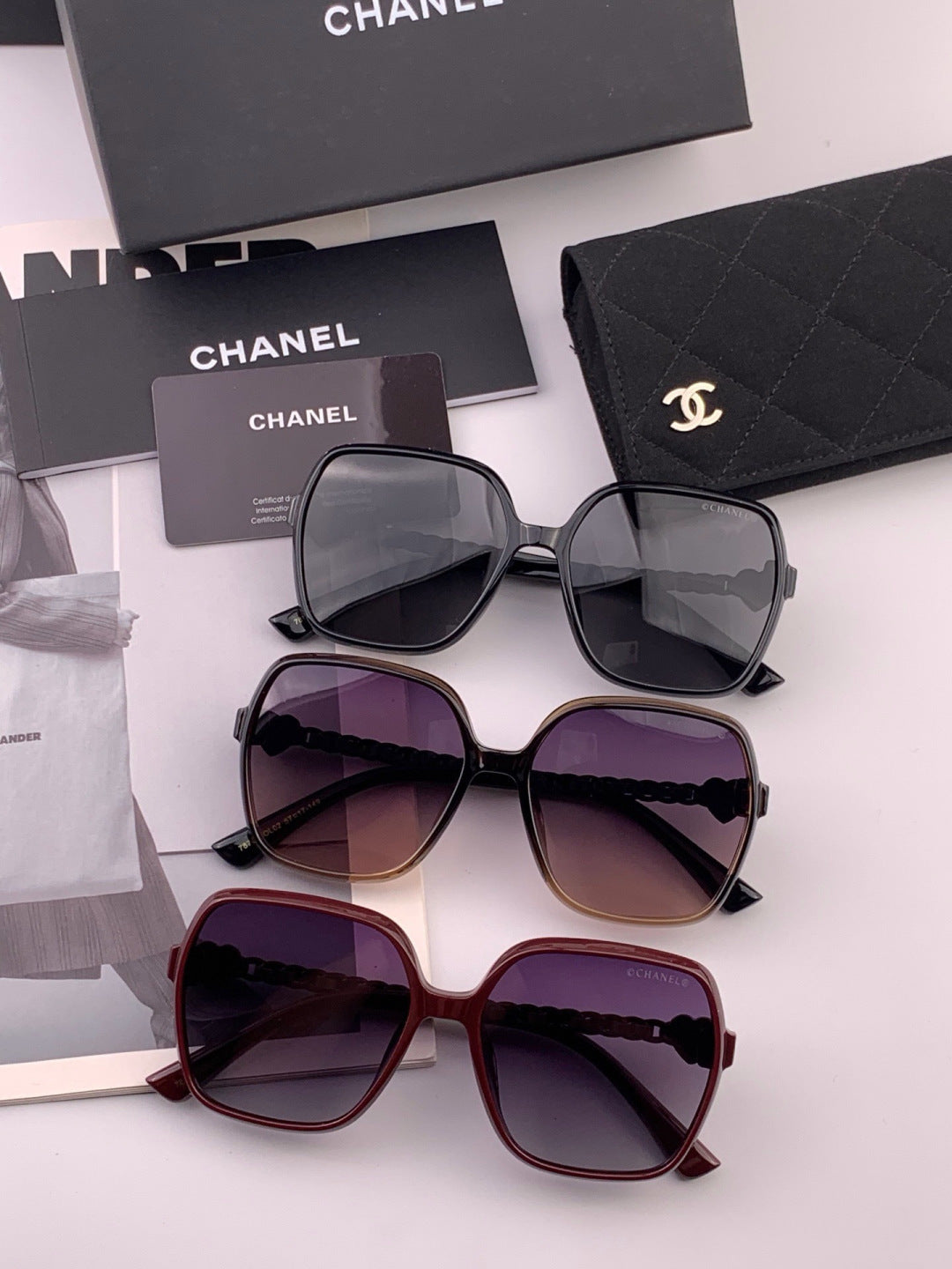 Chanel CH4787 Polarized Square Gold Lens Sunglasses for Women - 357975 - detail image 7