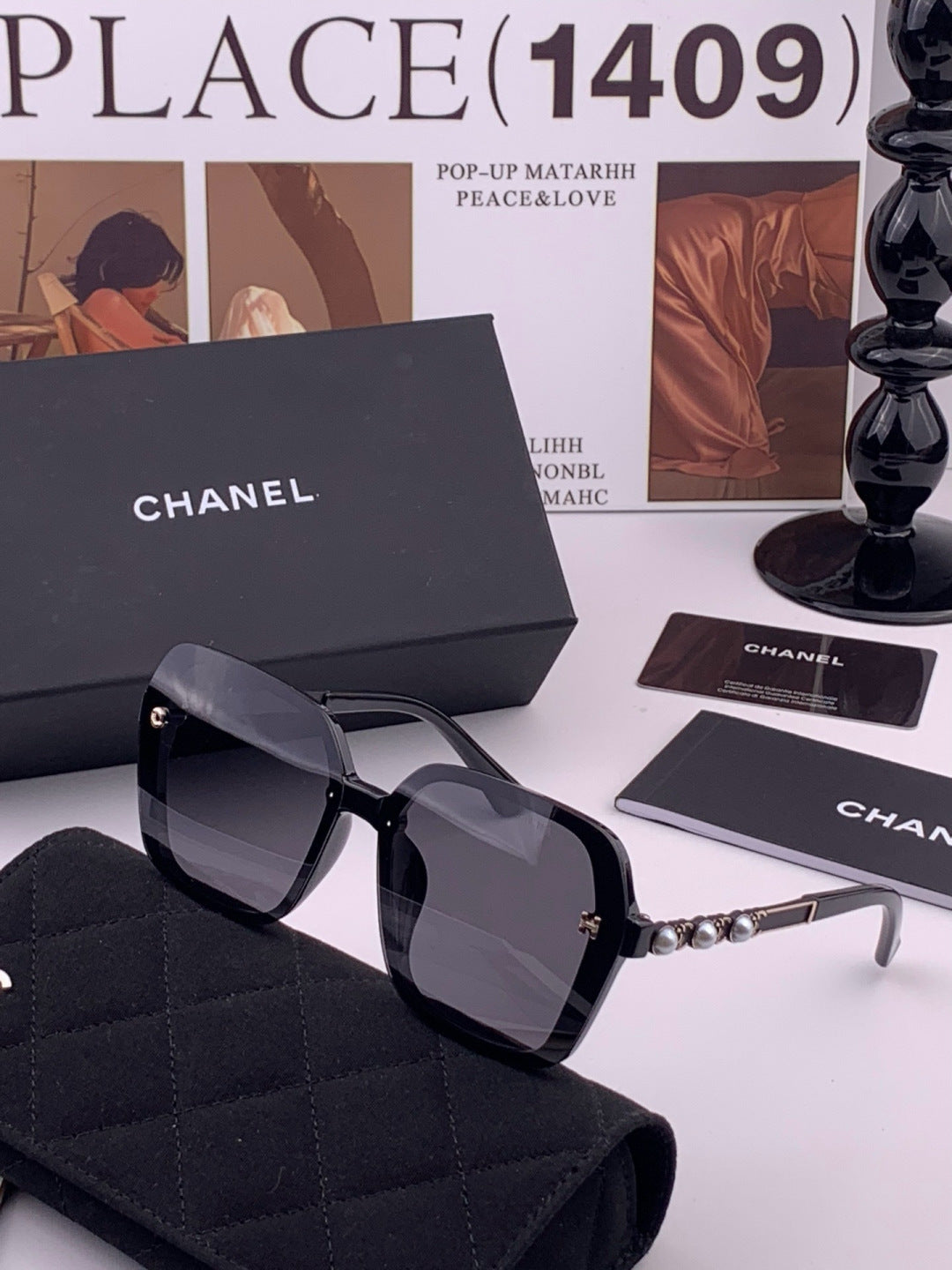 Chanel CH8788 Polarized Oversized Black Lens Sunglasses for Men & Wom - 357986 - detail image 2