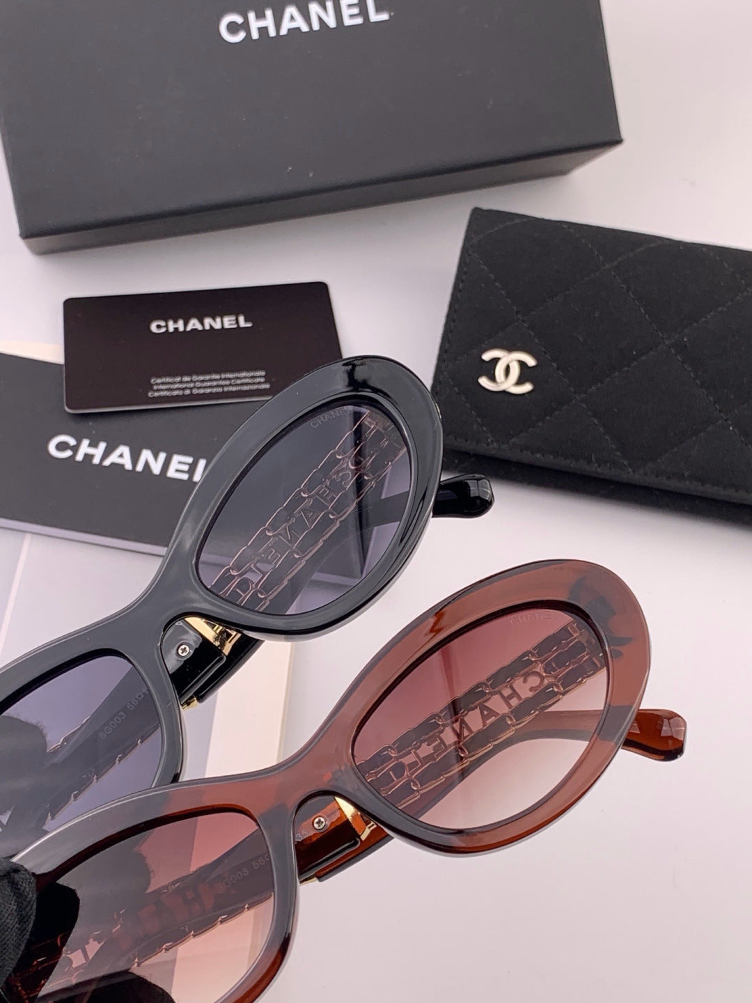 Chanel CH300 Polarized Square Gold Lens Sunglasses for Men & Women - 358058 - detail image 5